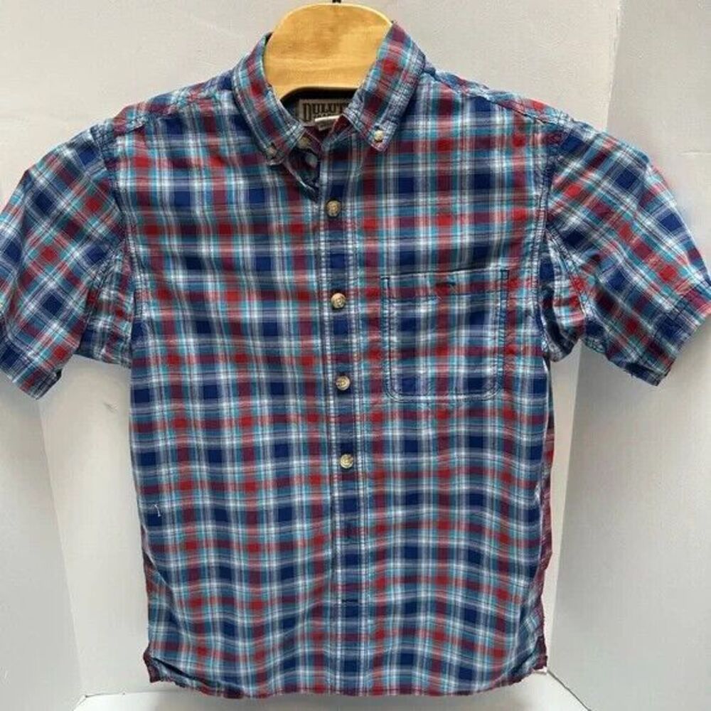 Duluth Trading Relaxed Fit Plaid Short Sleeved‎ Cotton Shirt size Small